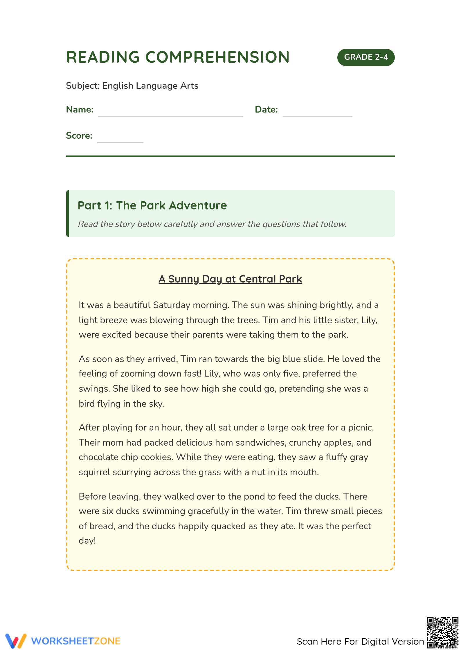 Grade 3 Reading Comprehension — Essential Printable Packet - Page 1
