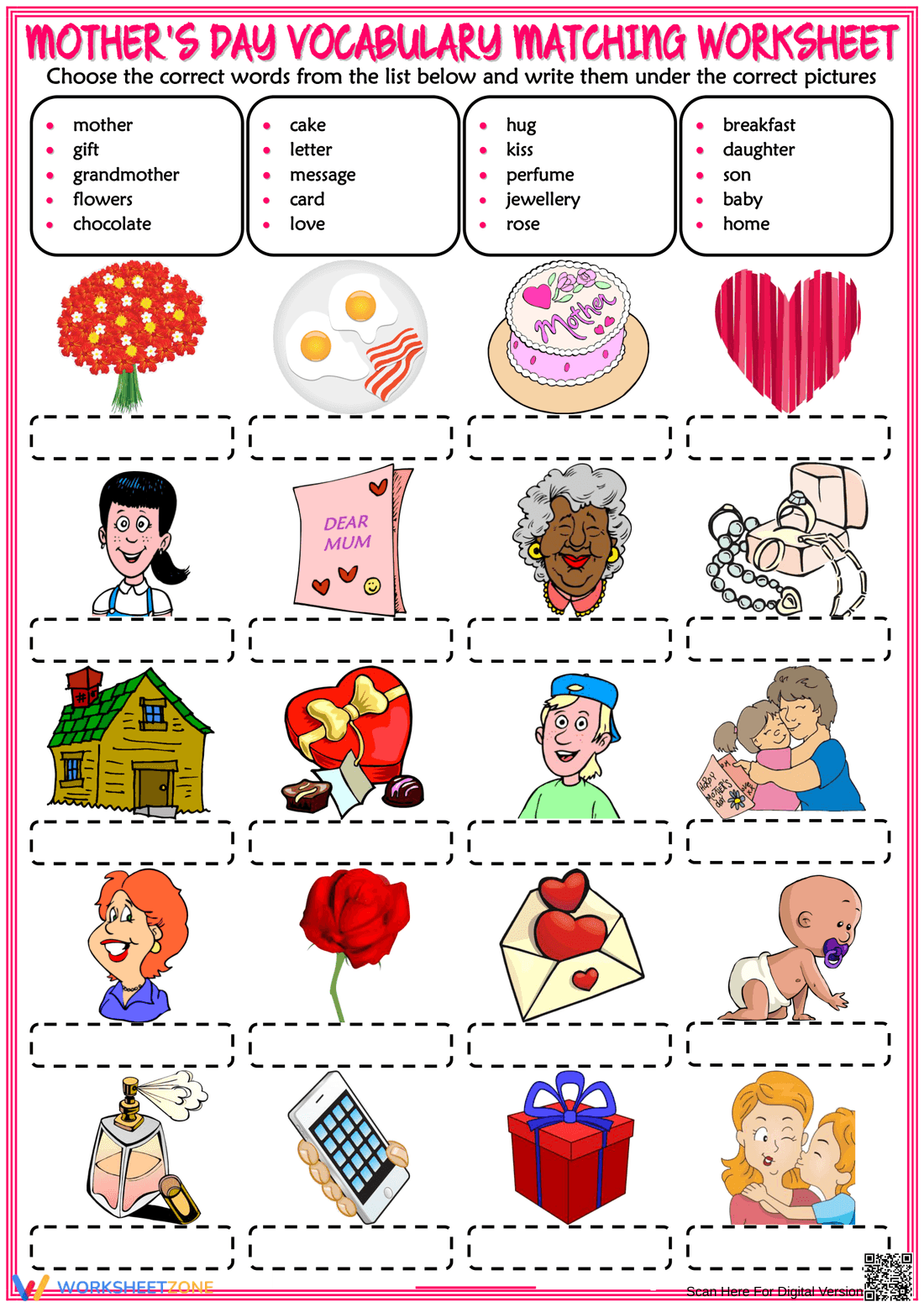 Appreciation Worksheet for Mother's Day - Page 1