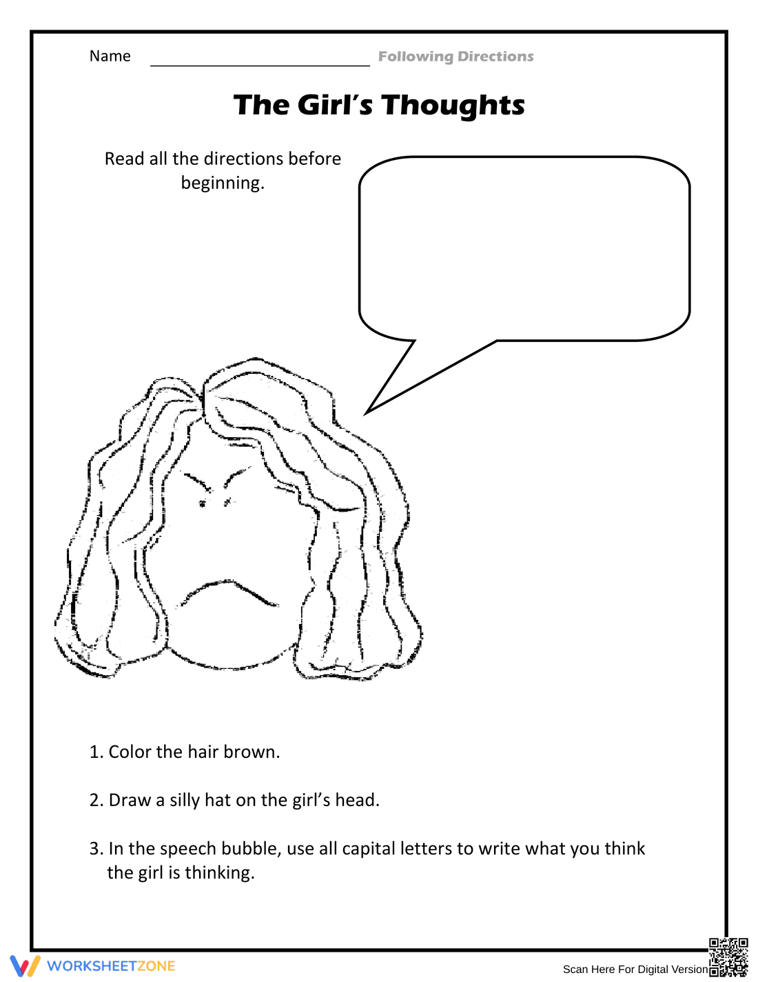 Following Directions Worksheet | Grade 3 Printable - Page 1