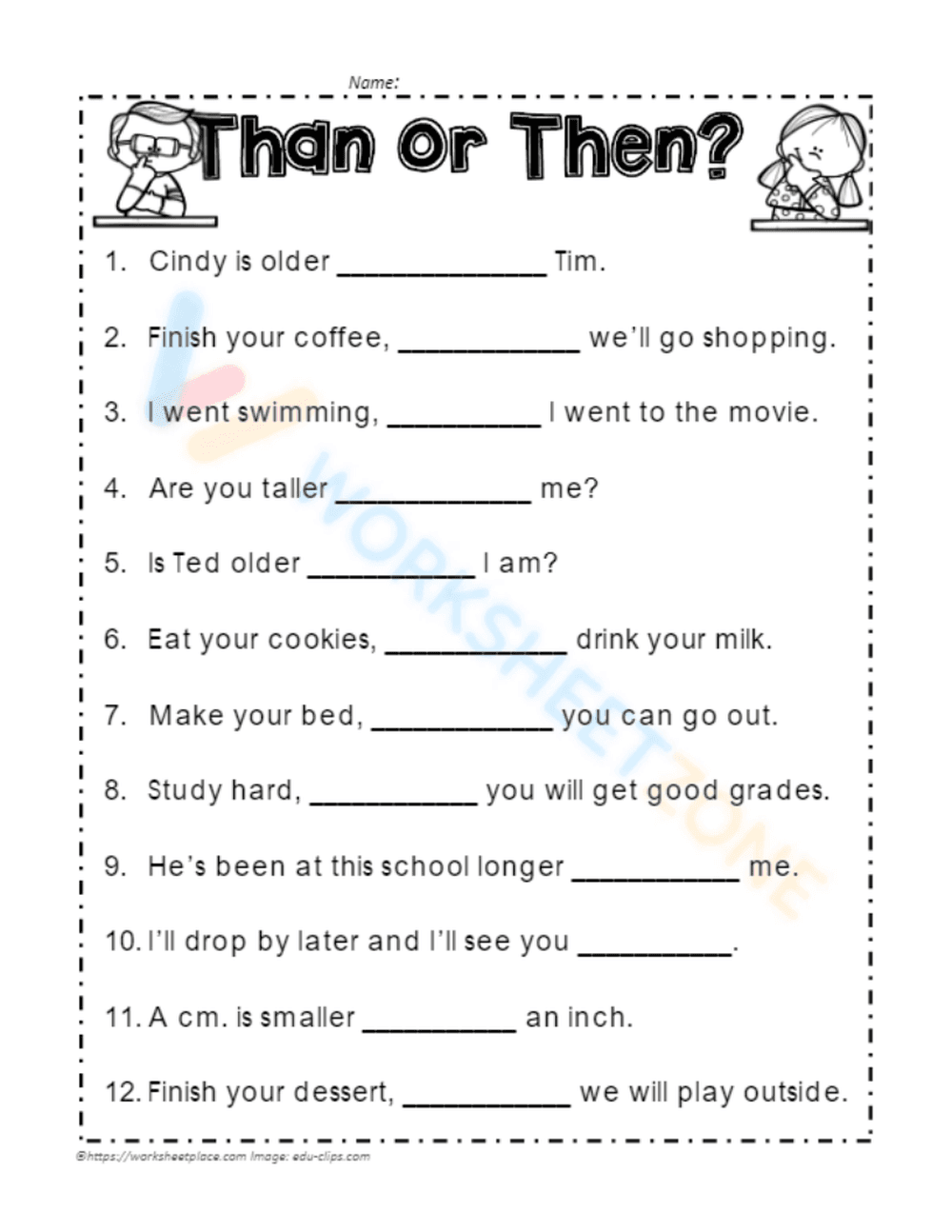 Grammar Essentials: Then vs Than Worksheet Guide - Page 1