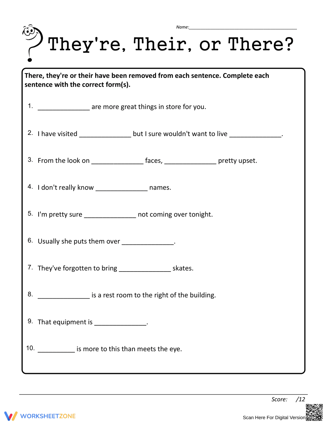 Master There Their They're with Engaging Worksheet - Page 1