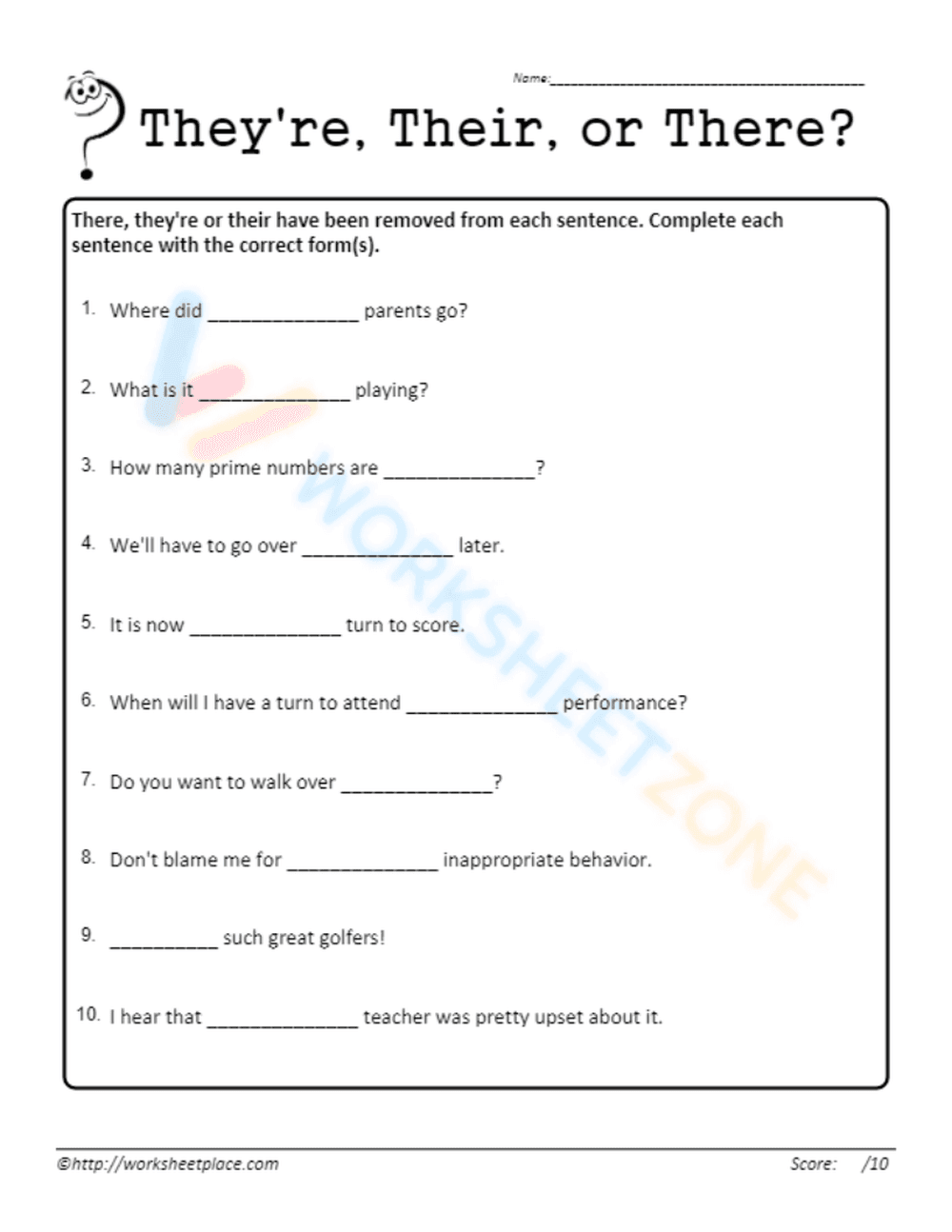 Enhance Grammar Skills: There Their They're - Page 1