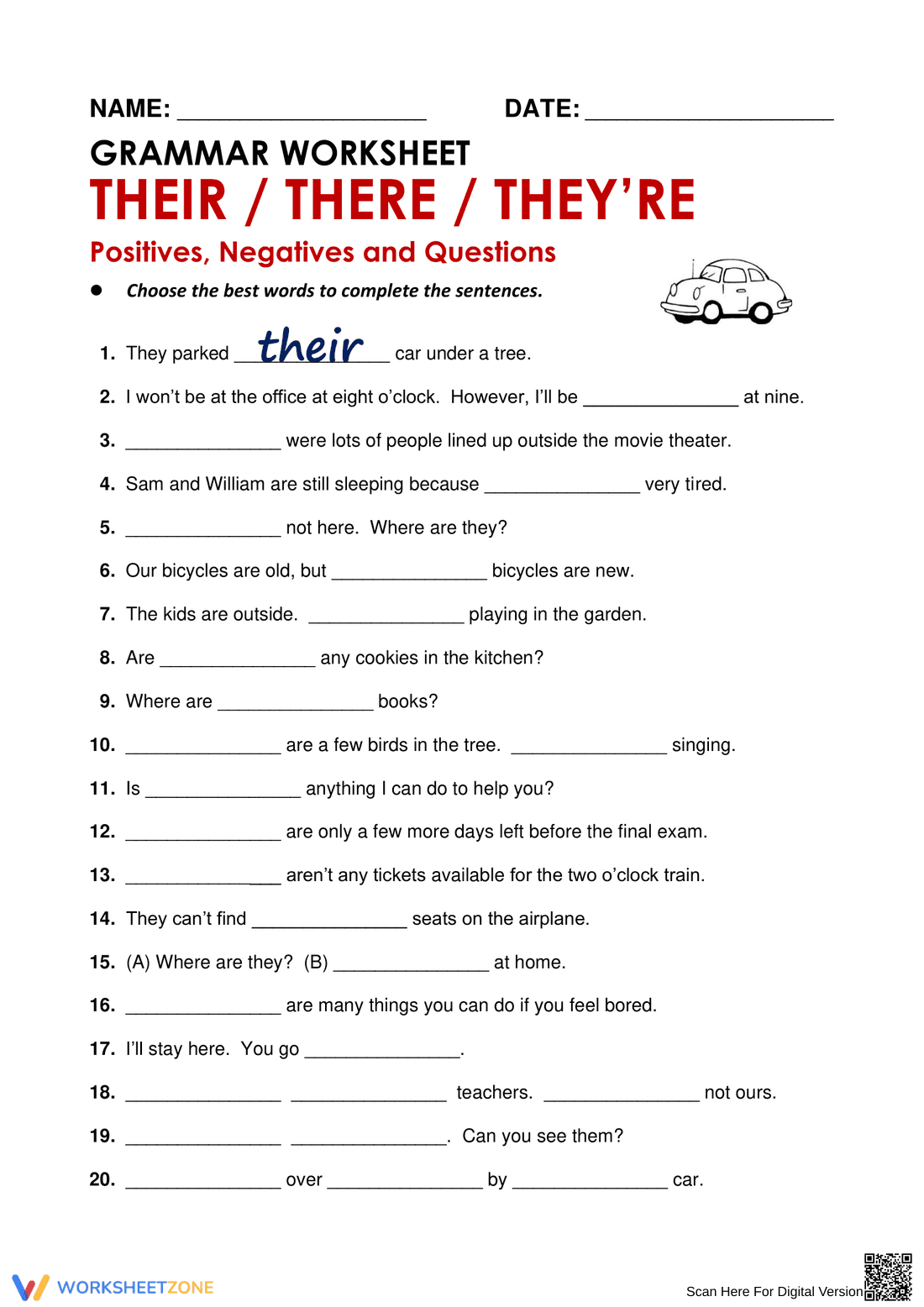 Grade 6 Homophones — Printable No-Prep Worksheet - Page 1