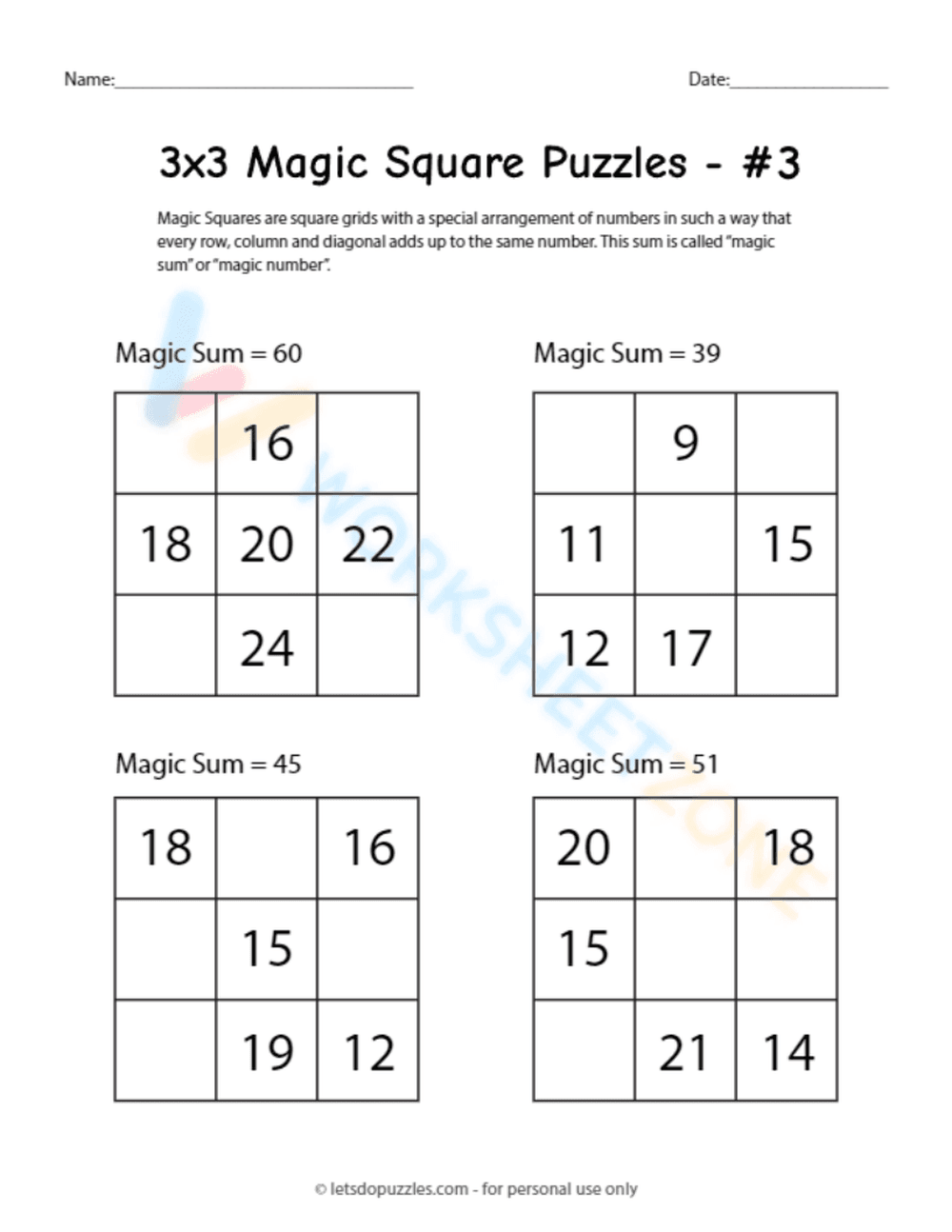 Solve Magic Squares: A Fun Math Challenge - Page 1