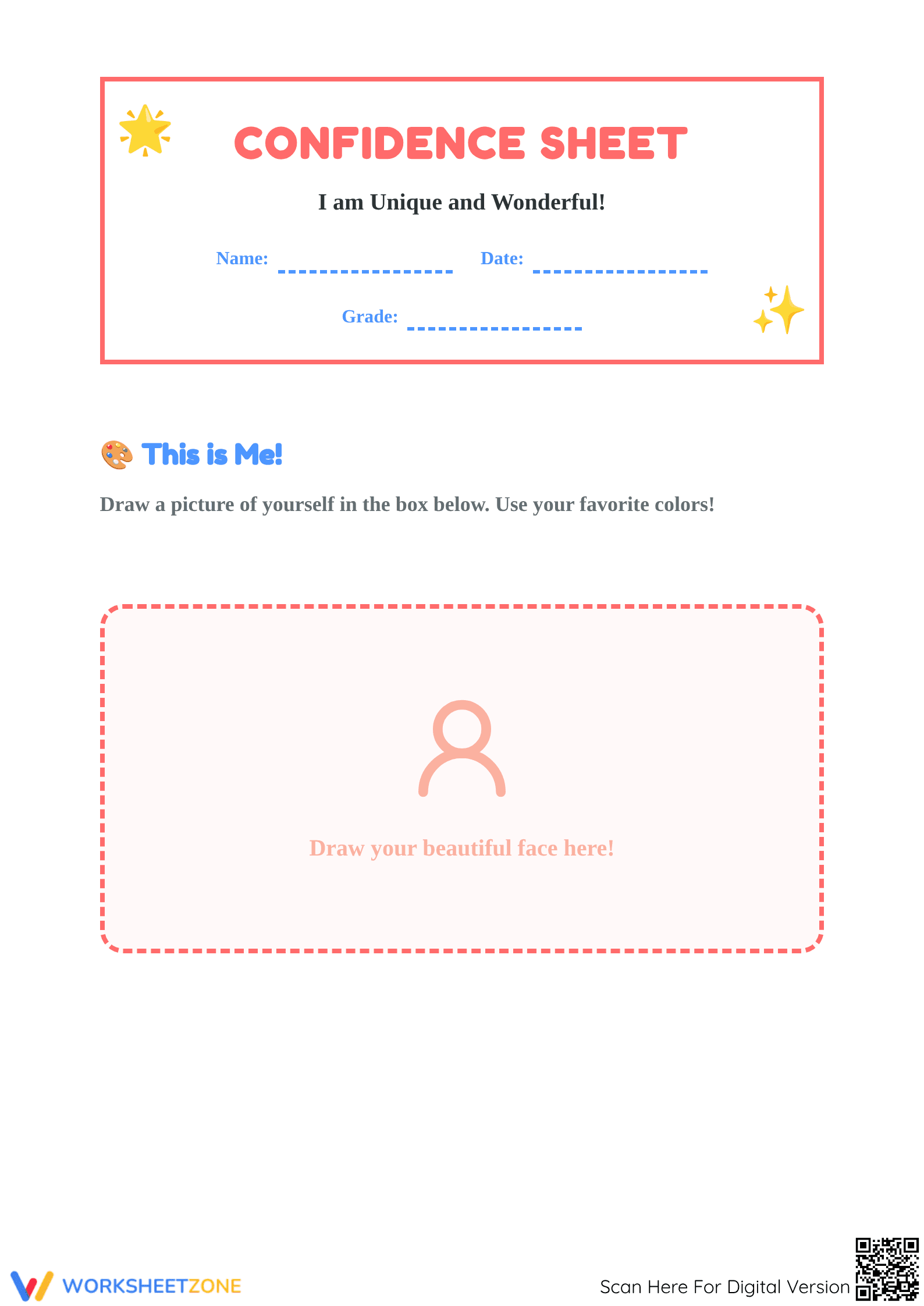 Essential Confidence Sheet | Grade Preschool Printable - Page 1