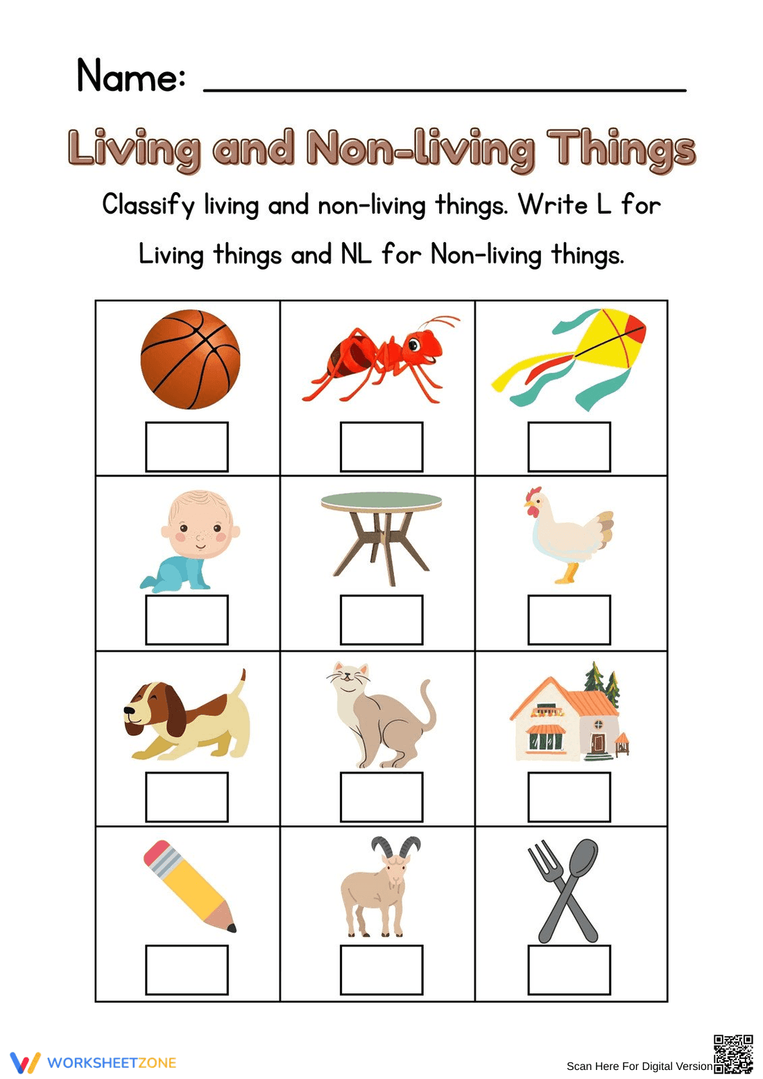 Living and Non-living Things Worksheet | Grade K Ready - Page 1