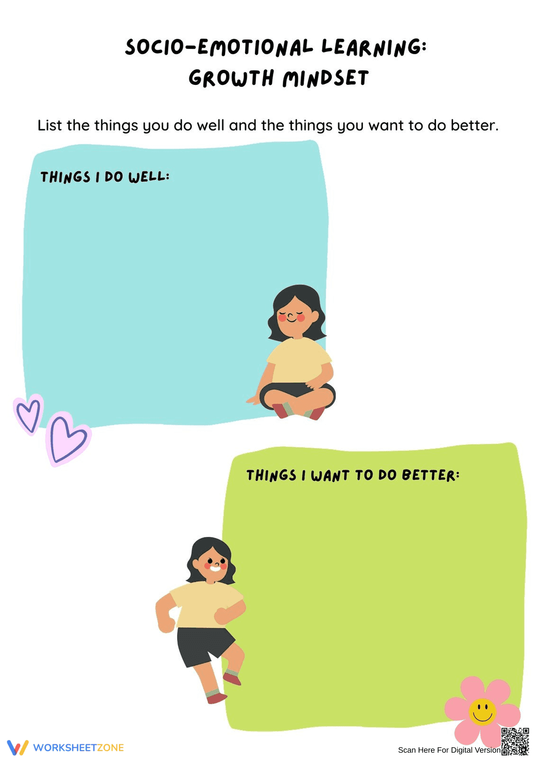 Growth Mindset Activity — Printable Grade 3 SEL Worksheet - Page 1