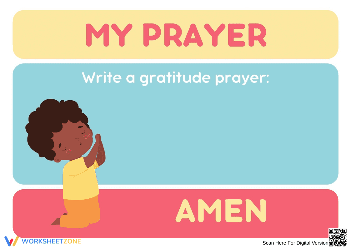 Gratitude Prayer Worksheet | Grade 1 Essential - Page 1