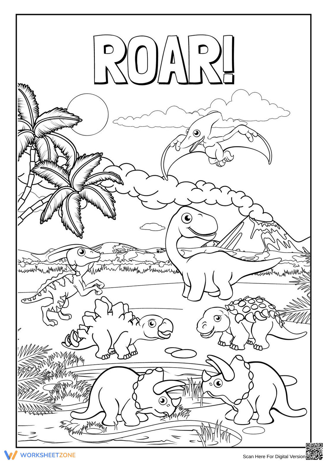 Dinosaur Coloring Worksheet | Grade K Printable - Page 1
