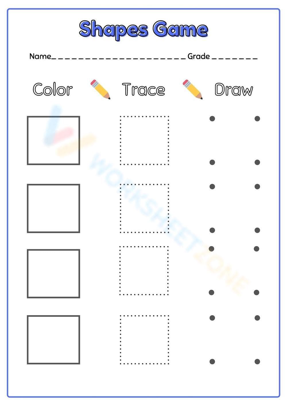 Printable Square Shapes Worksheet | Kindergarten Math - Page 1