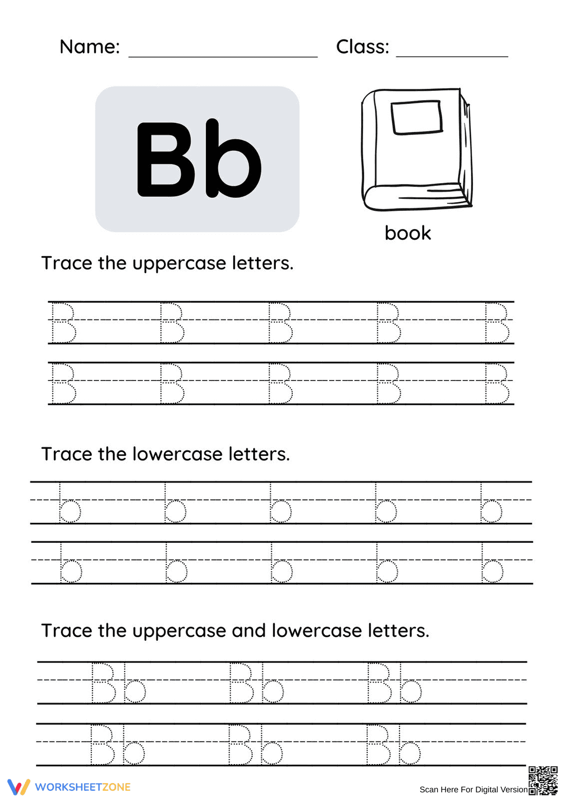 Letter B Tracing Worksheet | Essential Kindergarten Practice - Page 1