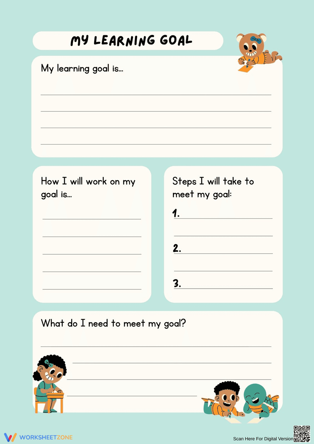 Grade 3 Goal Setting — Printable No-Prep Worksheet - Page 1
