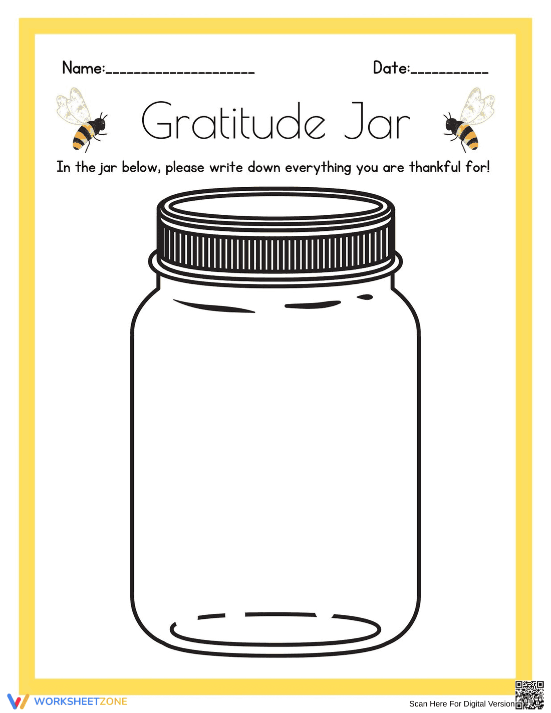 Gratitude Jar Worksheet | Grade 2 Printable SEL Activity - Page 1
