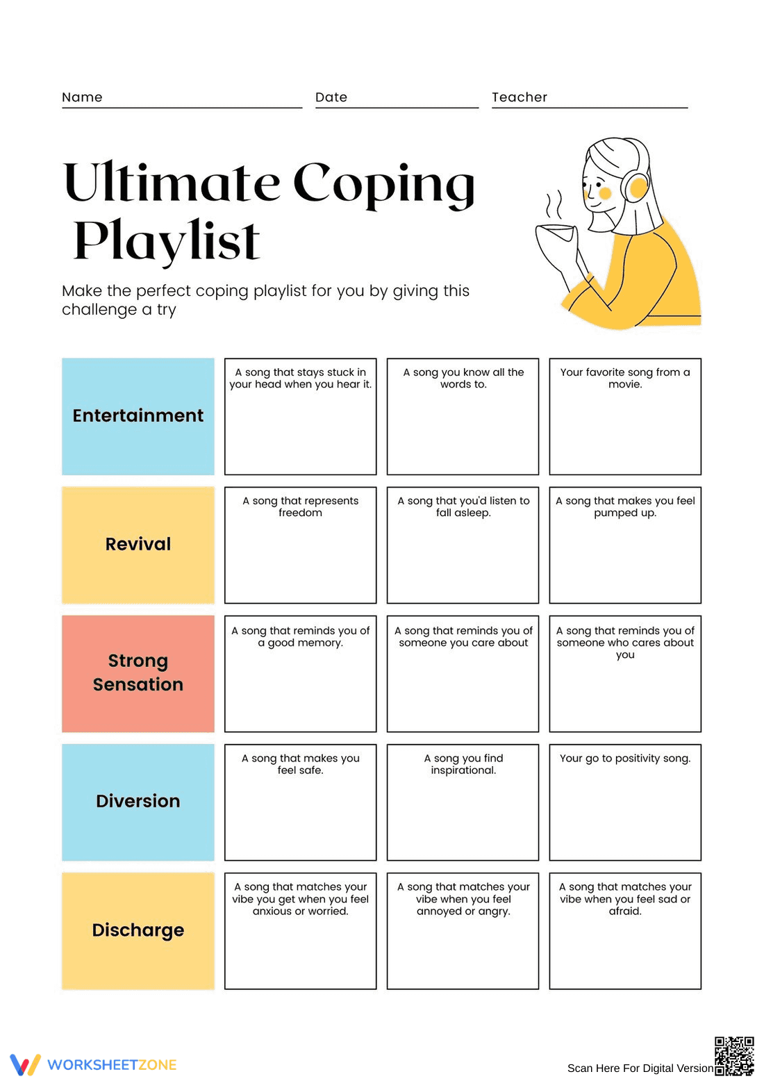 Coping Mood Check Social Learning Worksheet - Page 1