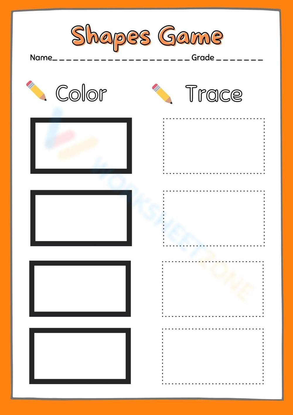 Rectangle Tracing Worksheet — Printable Grade K Math - Page 1