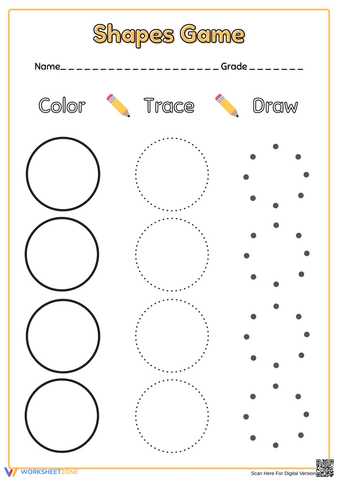 Printable Circle Shapes Worksheet | Grade K Math - Page 1