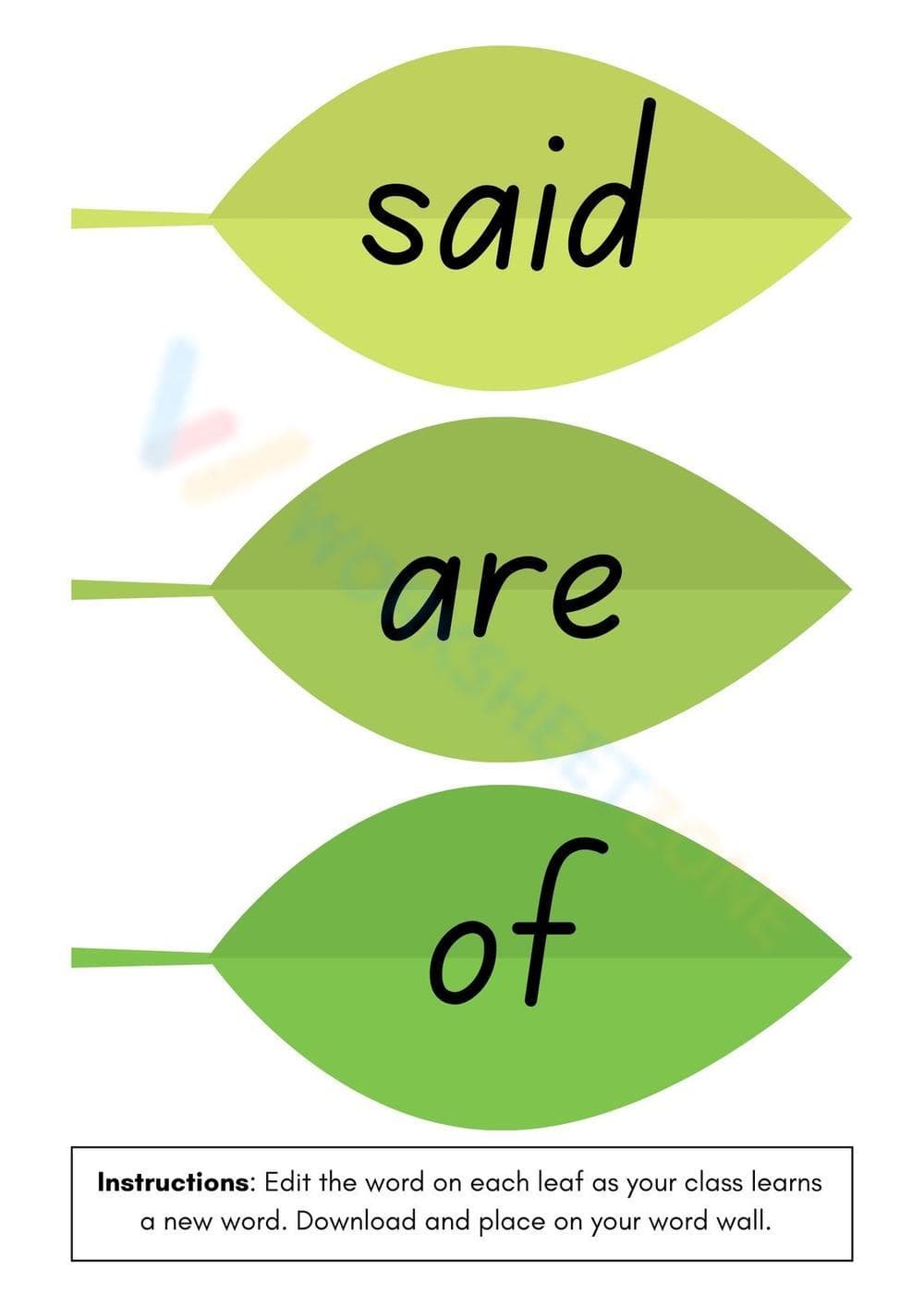 Printable Sight Words Word Wall | Grade K - Page 1