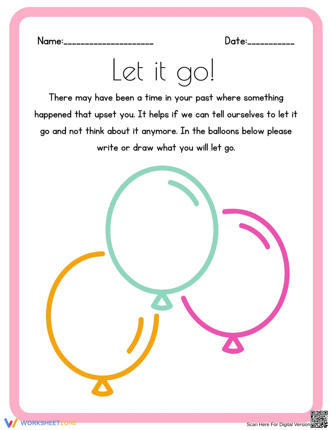 Let It Go SEL Worksheet | Grade 1 Printable - Page 1