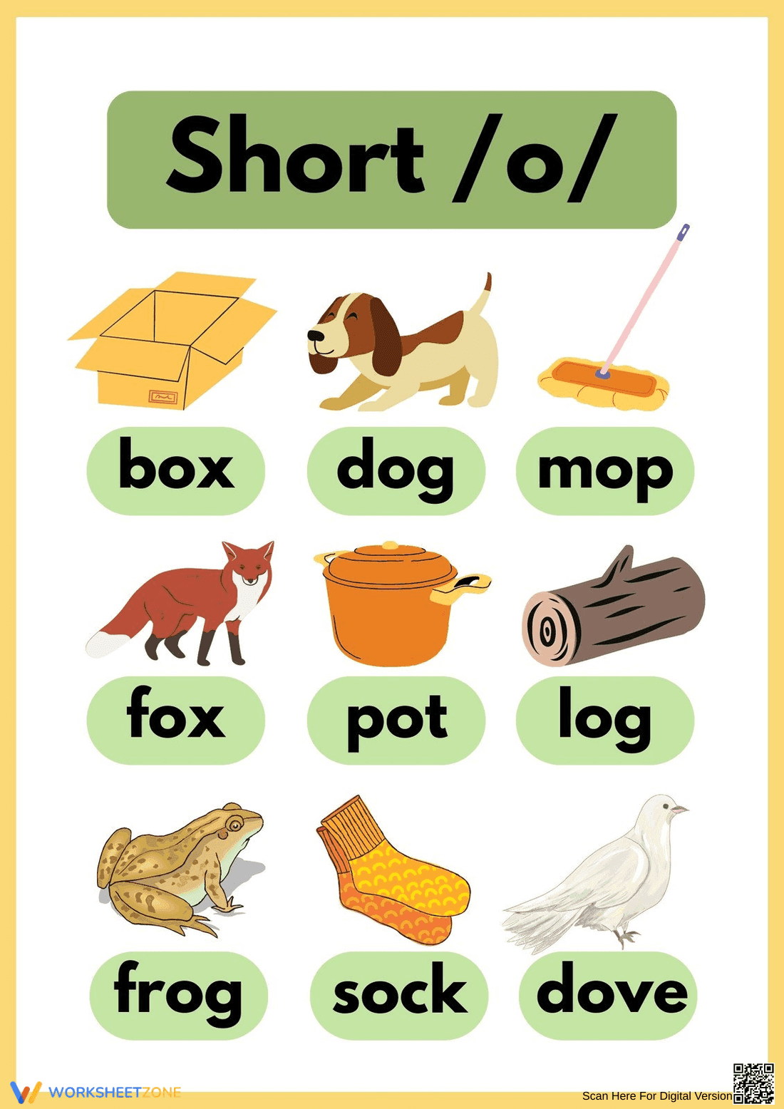 Short /O/ Sound Words Printable | Grade 1 Phonics - Page 1