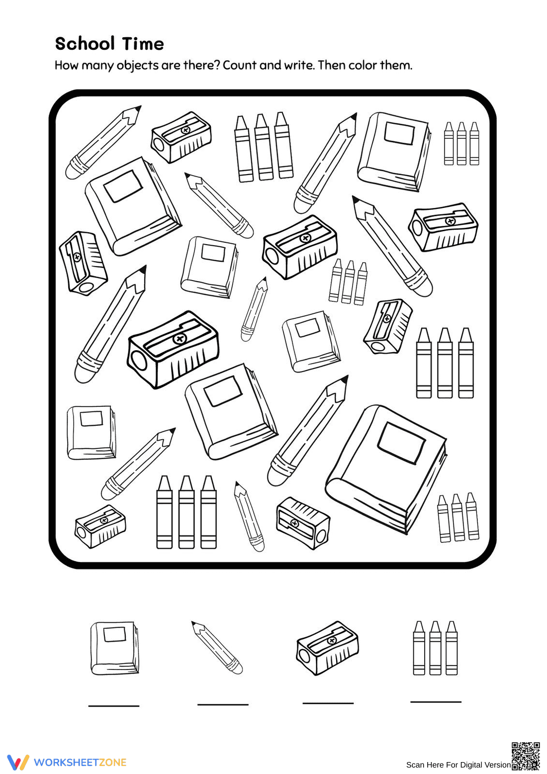 Grade K Counting — Printable No-Prep Worksheet - Page 1