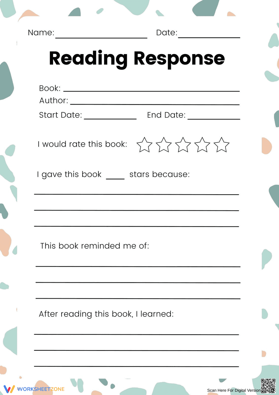 Printable Reading Response Worksheet | Grade 3 - Page 1