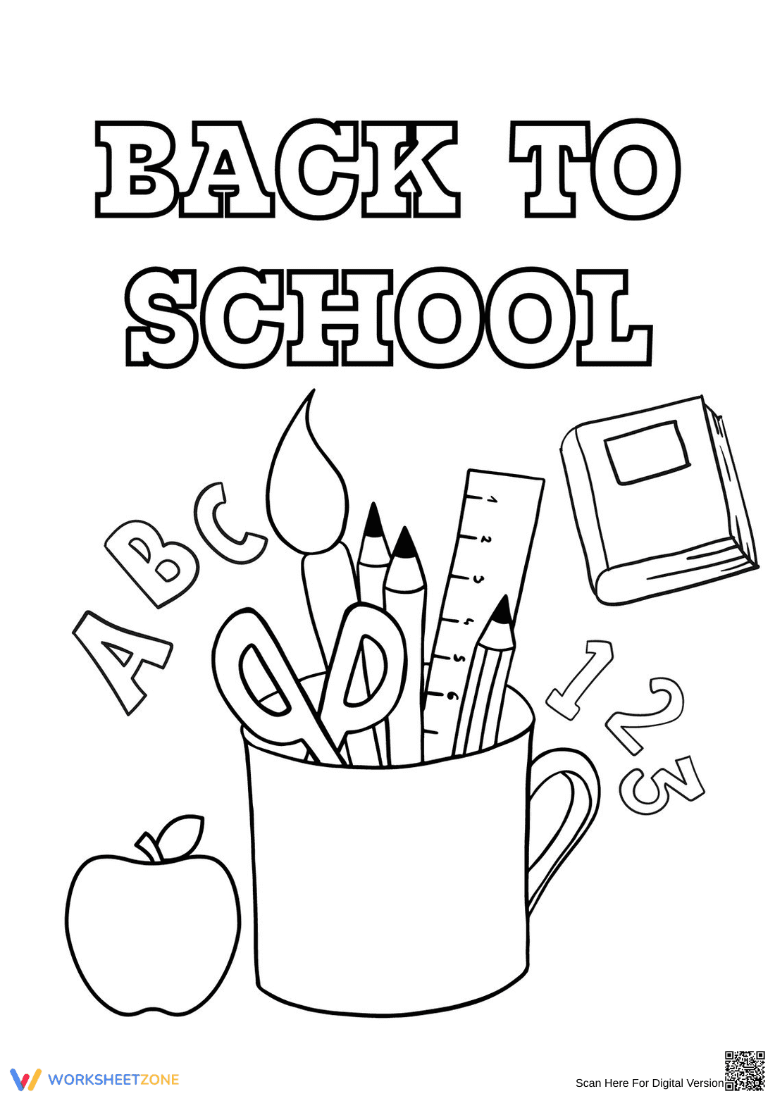 Back to School Coloring Page | Essential Grade K Ready - Page 1
