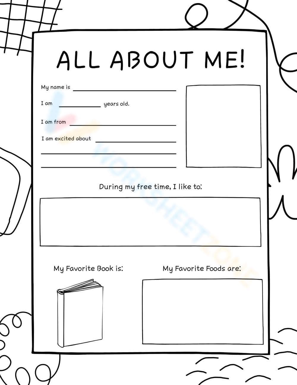 Doodle Coloring: All About Me Worksheet - Page 1