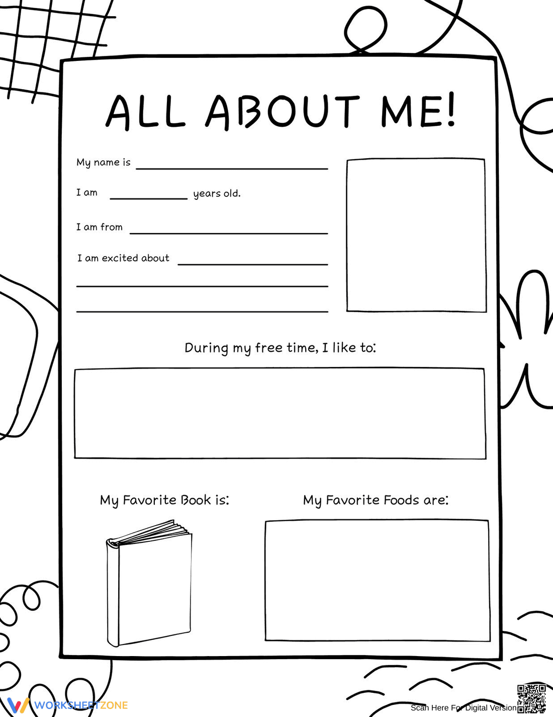Doodle Coloring: All About Me Worksheet - Page 1
