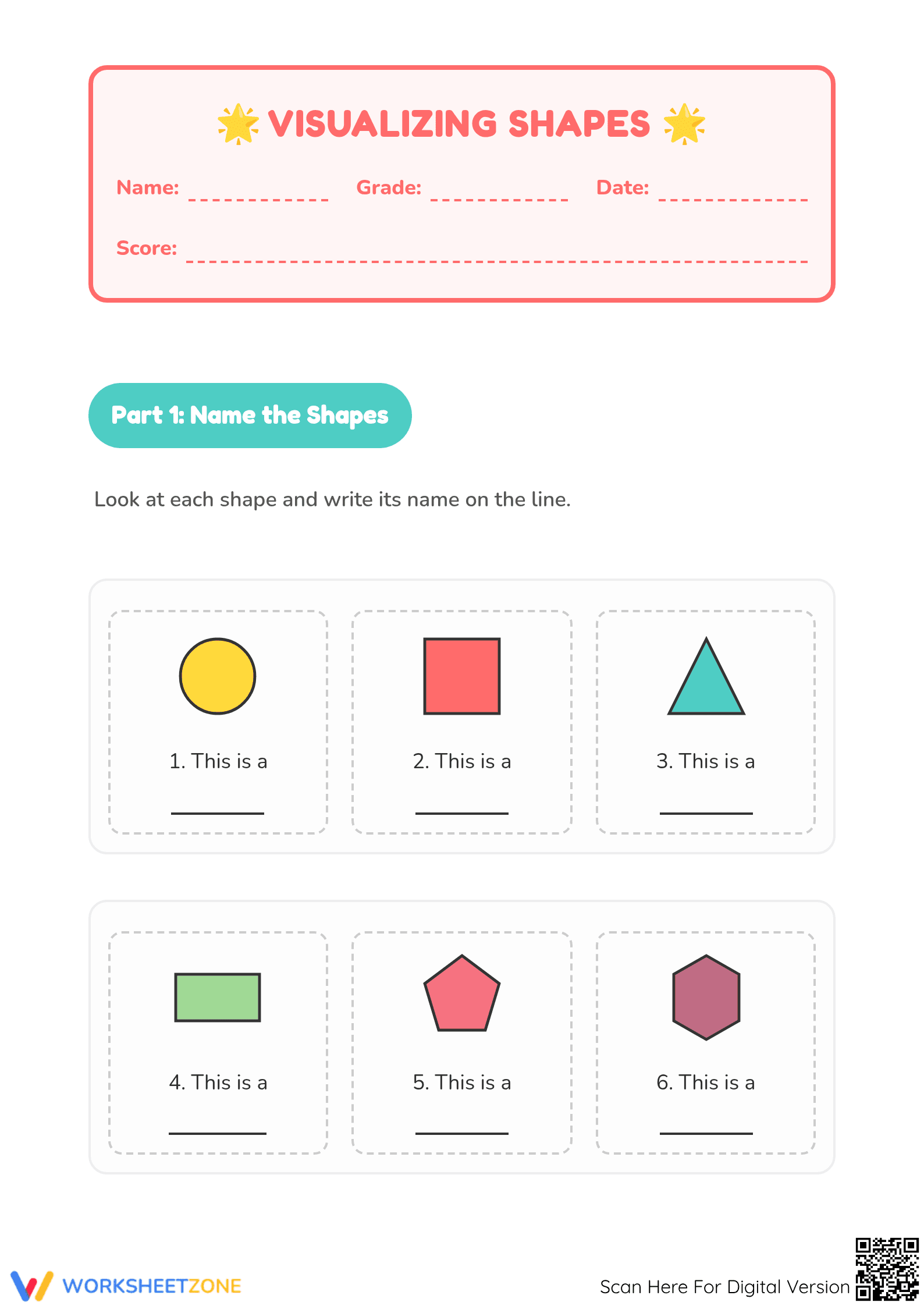 Printable Visualizing Shapes Worksheet | Grade 1 Math - Page 1