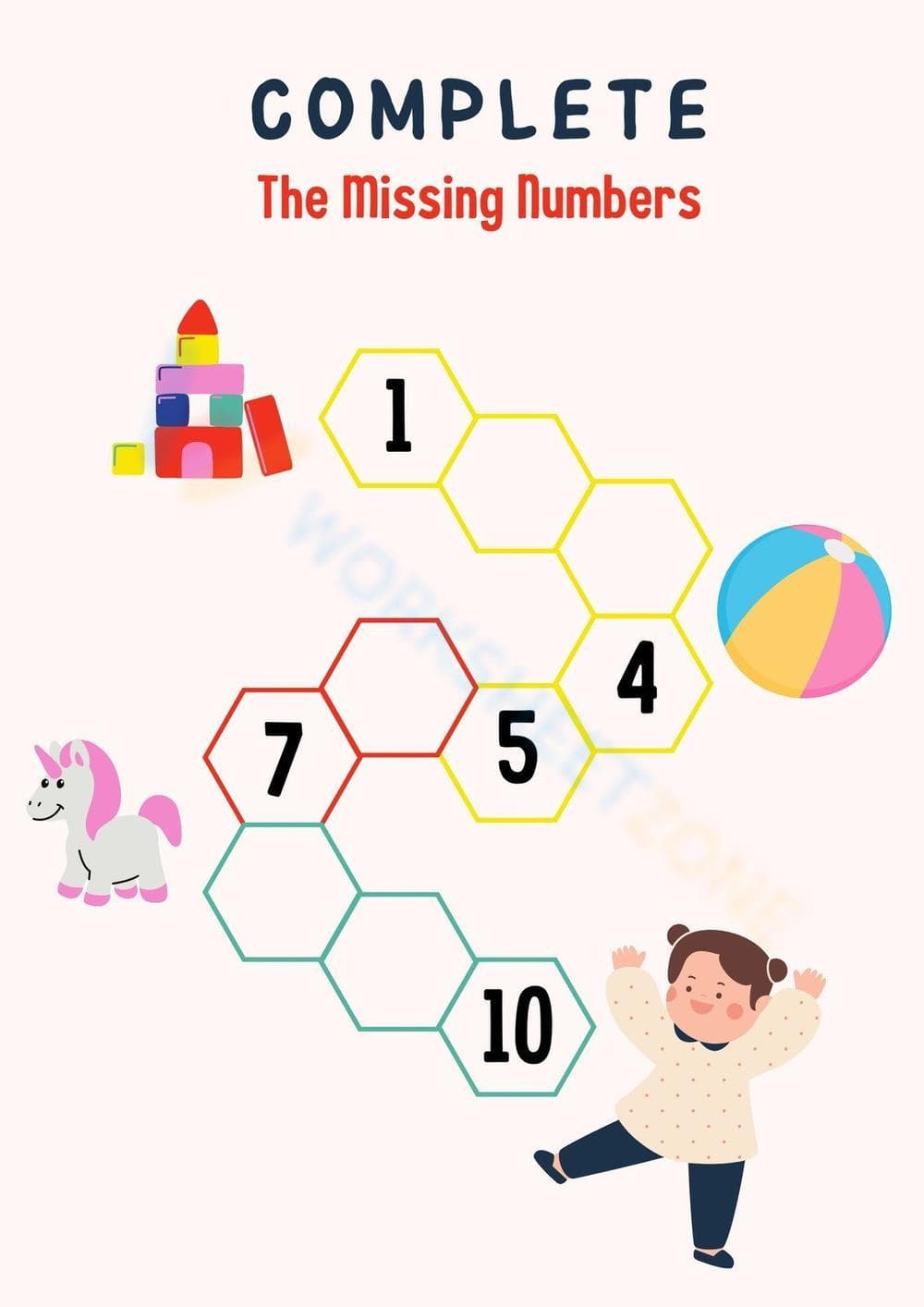 Grade K Missing Numbers Worksheet | Essential Math - Page 1