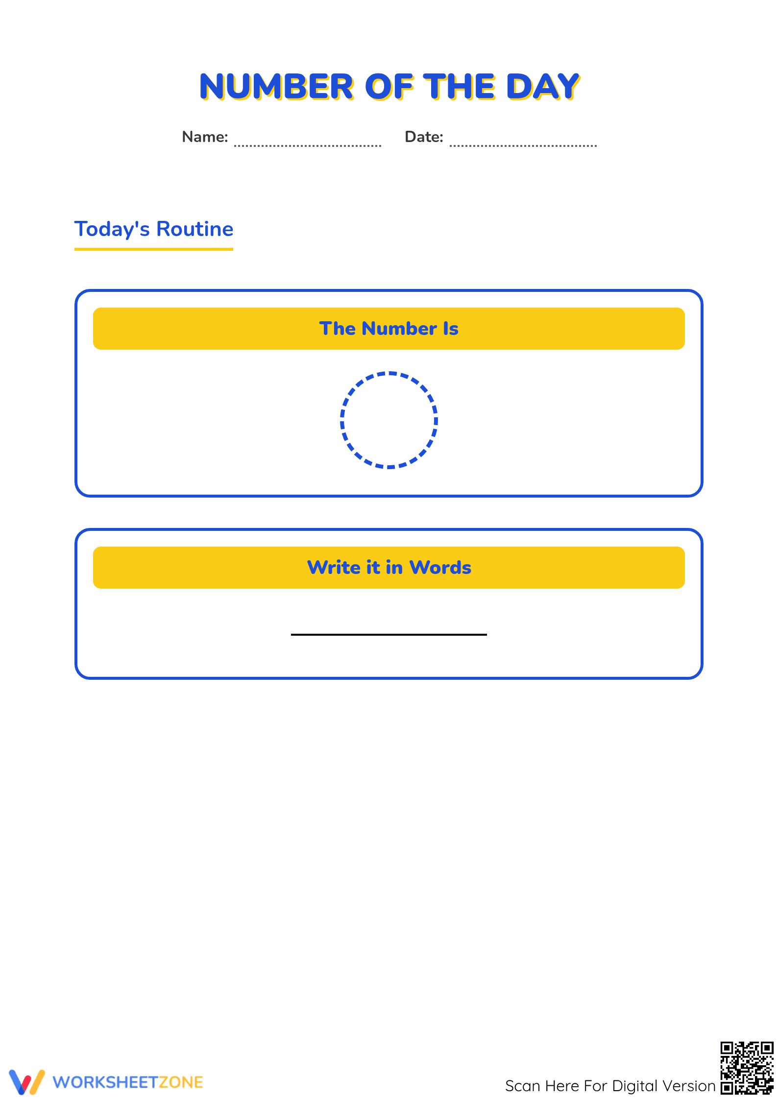 Printable Number of the Day Worksheet | Grade 2 Math - Page 1