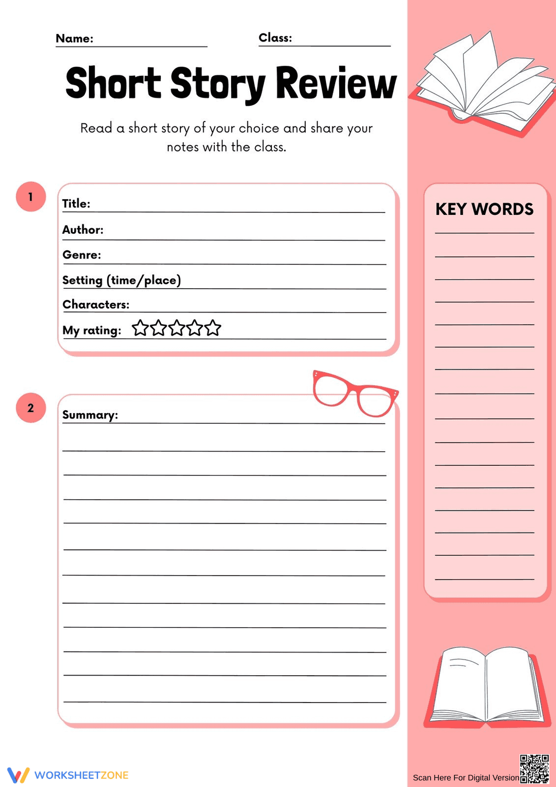 Grade 4 Story Review — Printable No-Prep Worksheet - Page 1