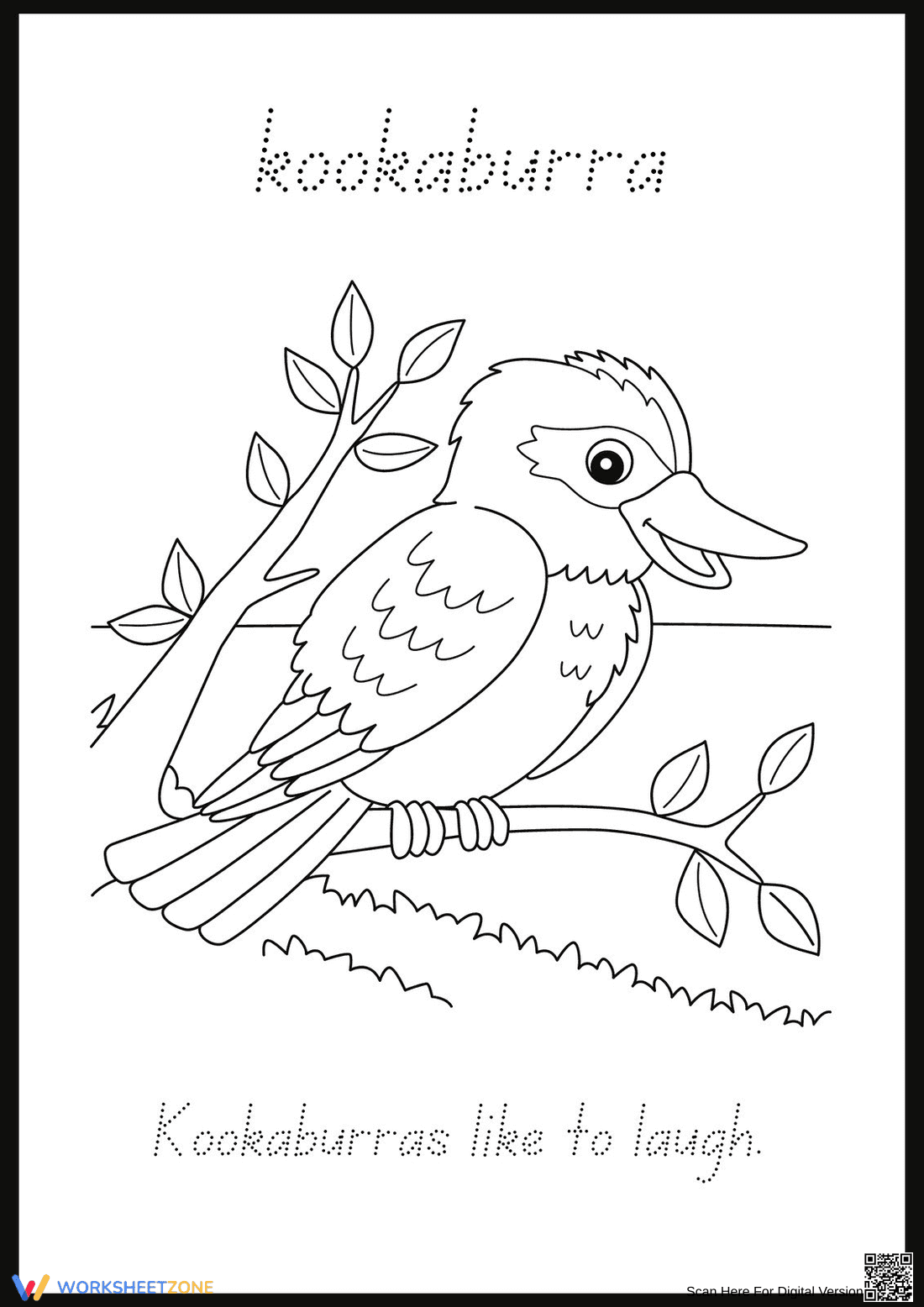 Printable Fine Motor Kookaburra Worksheet | Grade K - Page 1