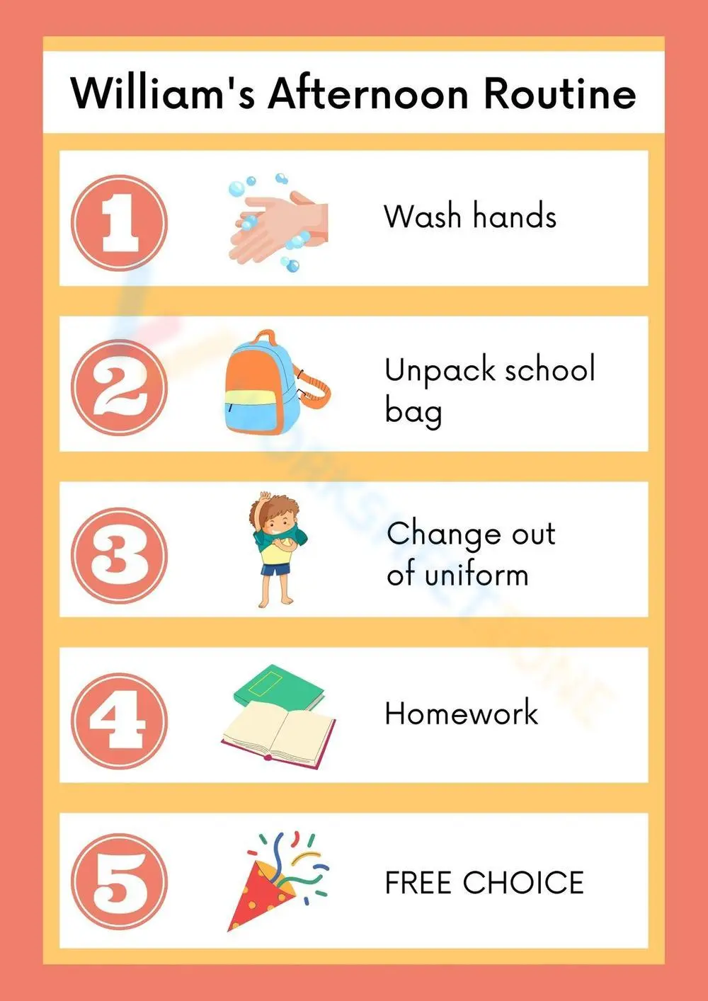 Afternoon Routine Checklist | Printable Kindergarten PDF - Page 1