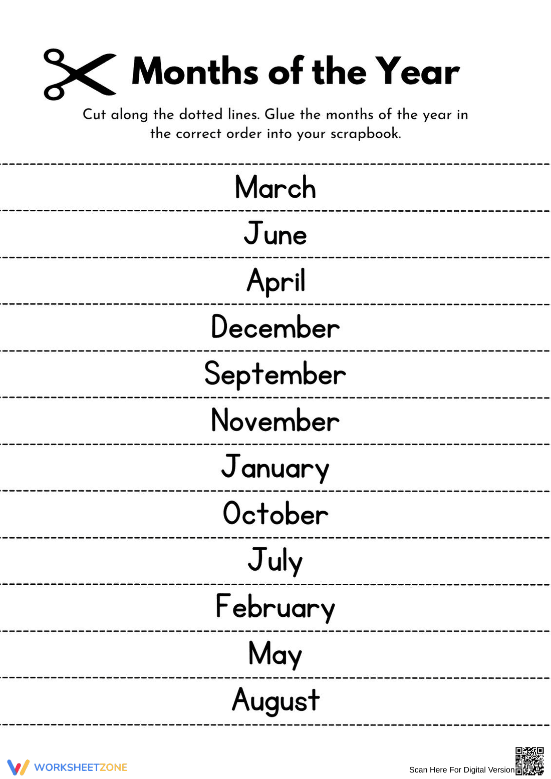 Simple Months of the Year Worksheet - Page 1