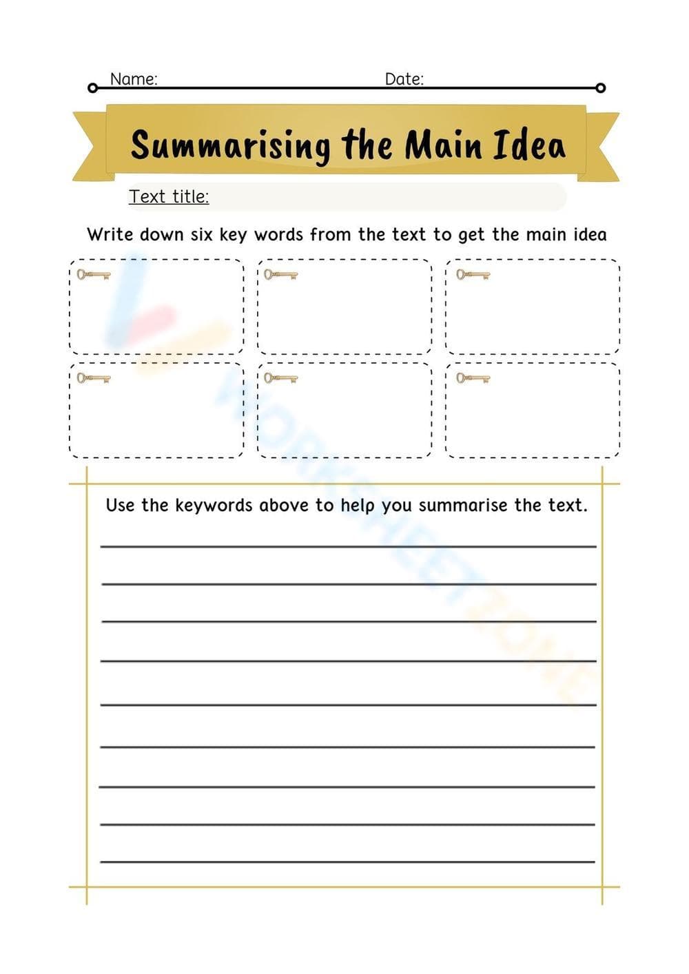 Main Idea Summary Worksheet | Grade 3 Printable - Page 1