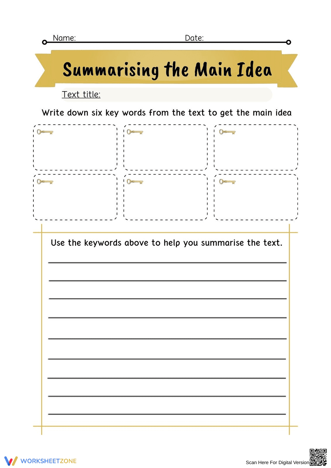 Main Idea Summary Worksheet | Grade 3 Printable - Page 1