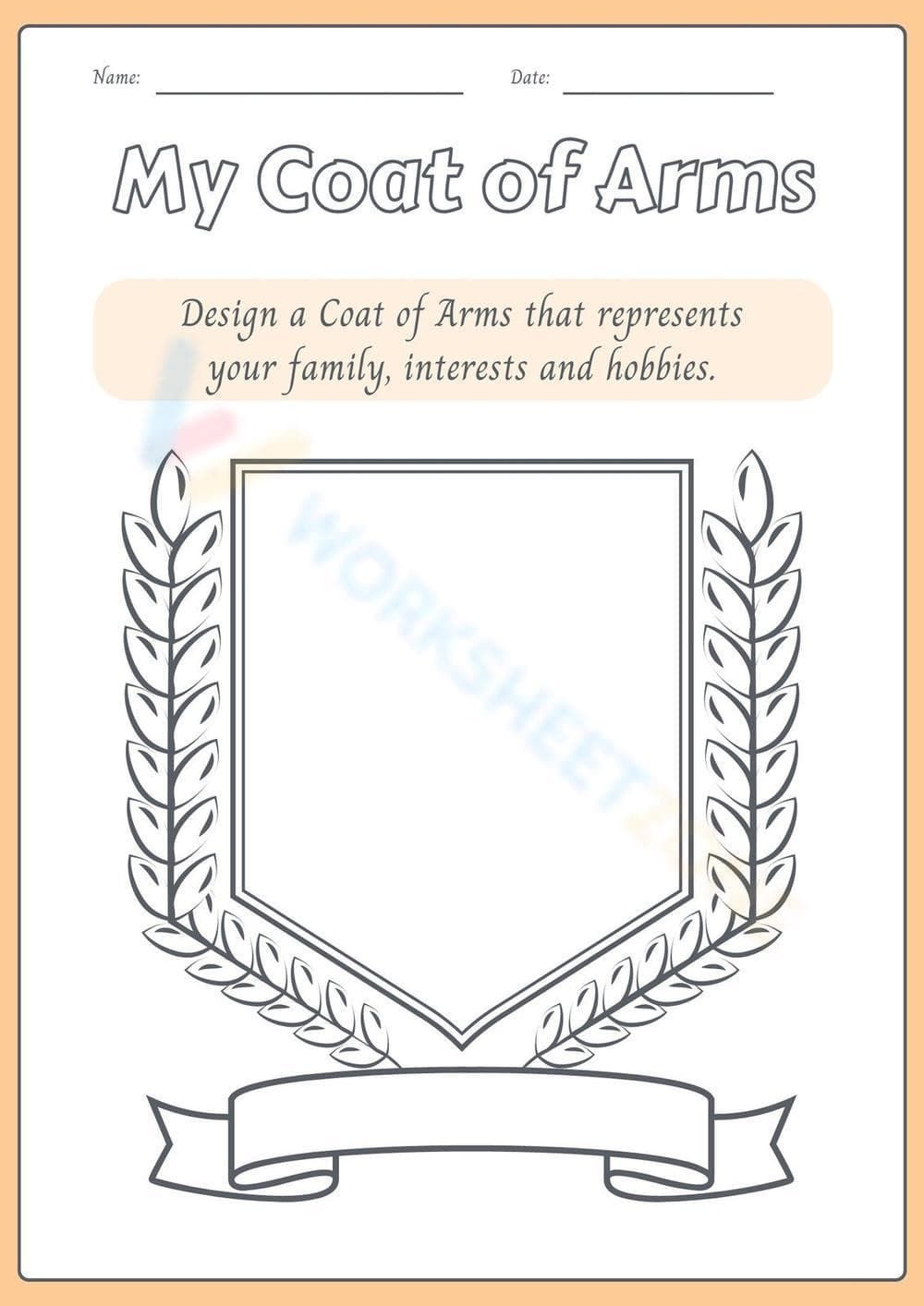 About Me: Medieval Coat of Arms Worksheet - Page 1