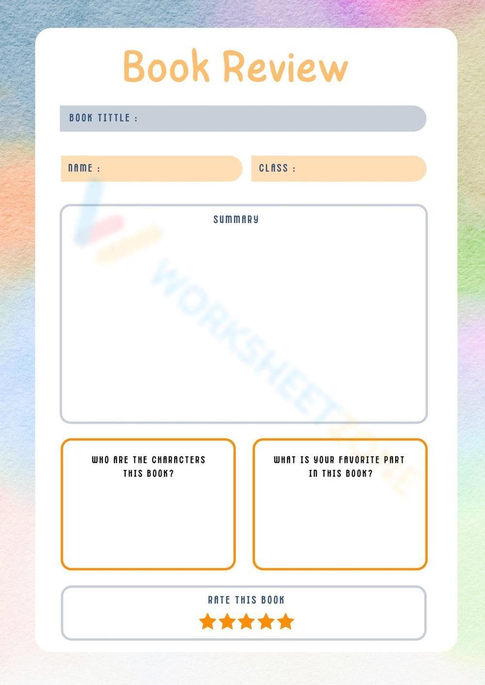 Book Review Worksheet | Grade 3 Essential Printable - Page 1