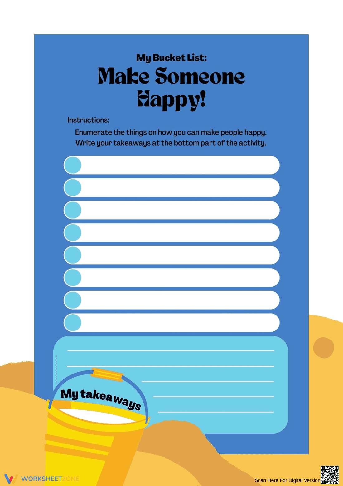 SEL Bucket List Worksheet: Printable Kindness Activity - Page 1