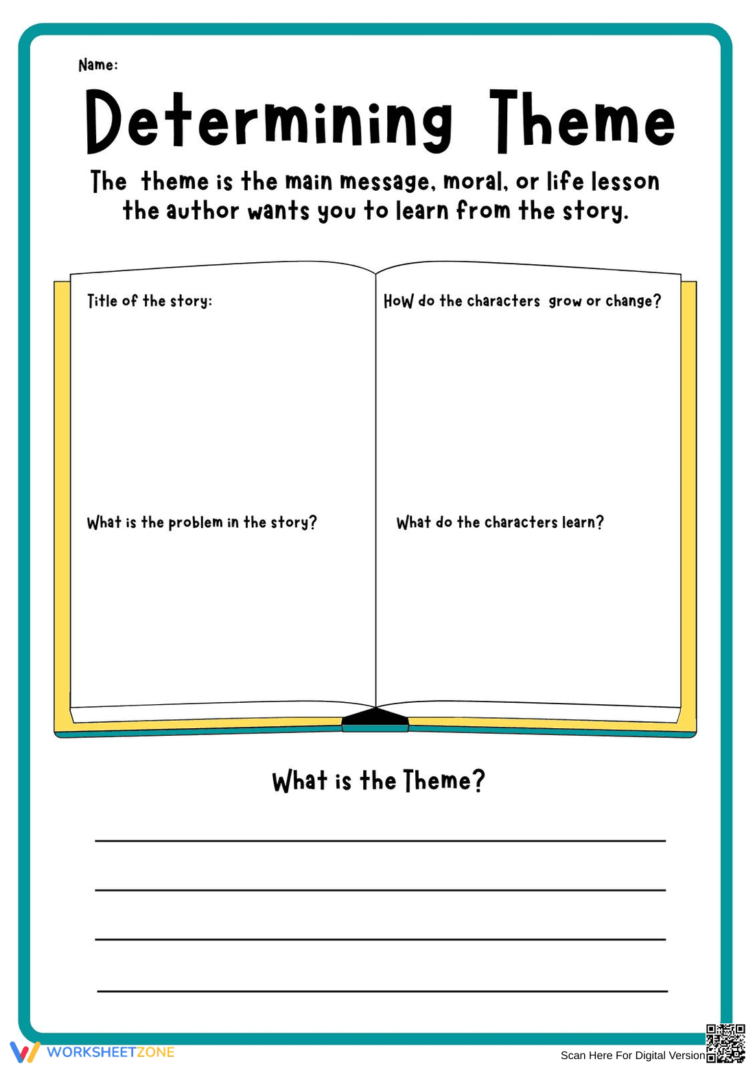 Determining Theme Worksheet | Grade 4 Essential - Page 1