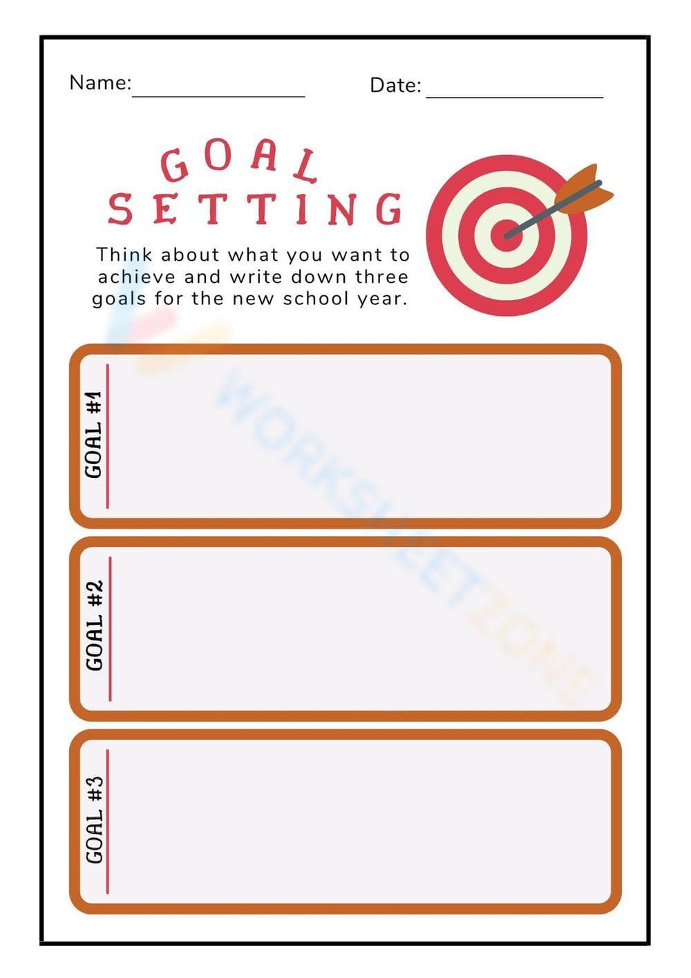 Grade 3 Goal Setting — Printable No-Prep Worksheet - Page 1