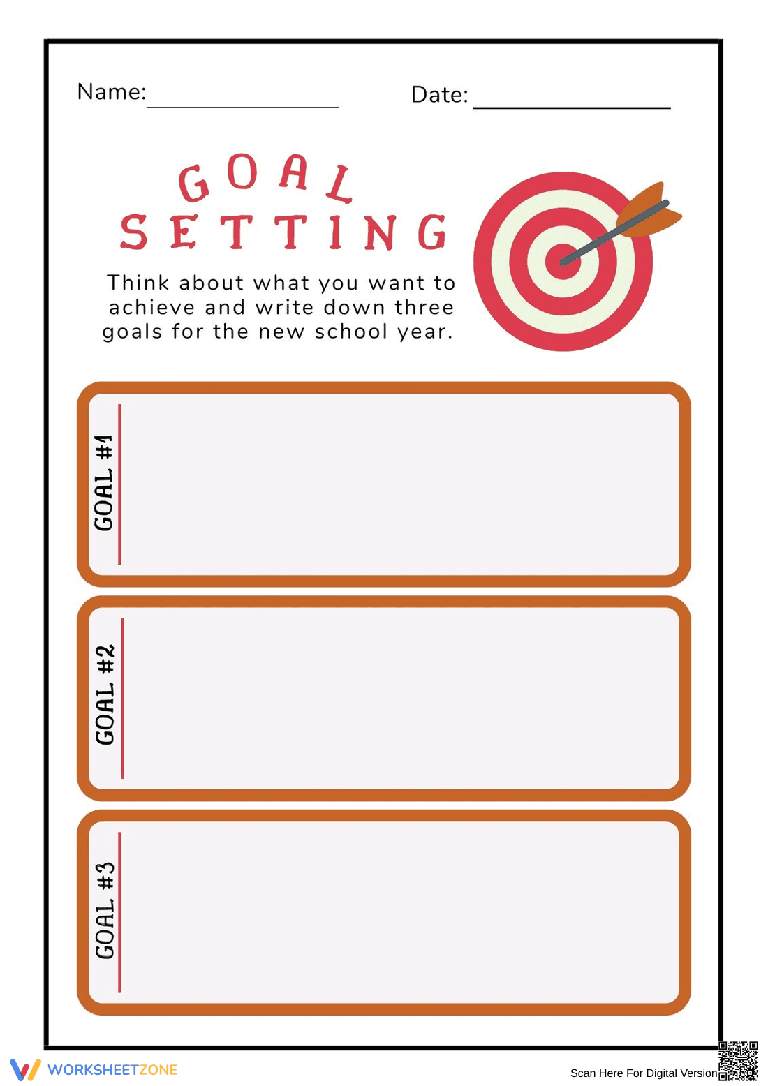 Grade 3 Goal Setting — Printable No-Prep Worksheet - Page 1