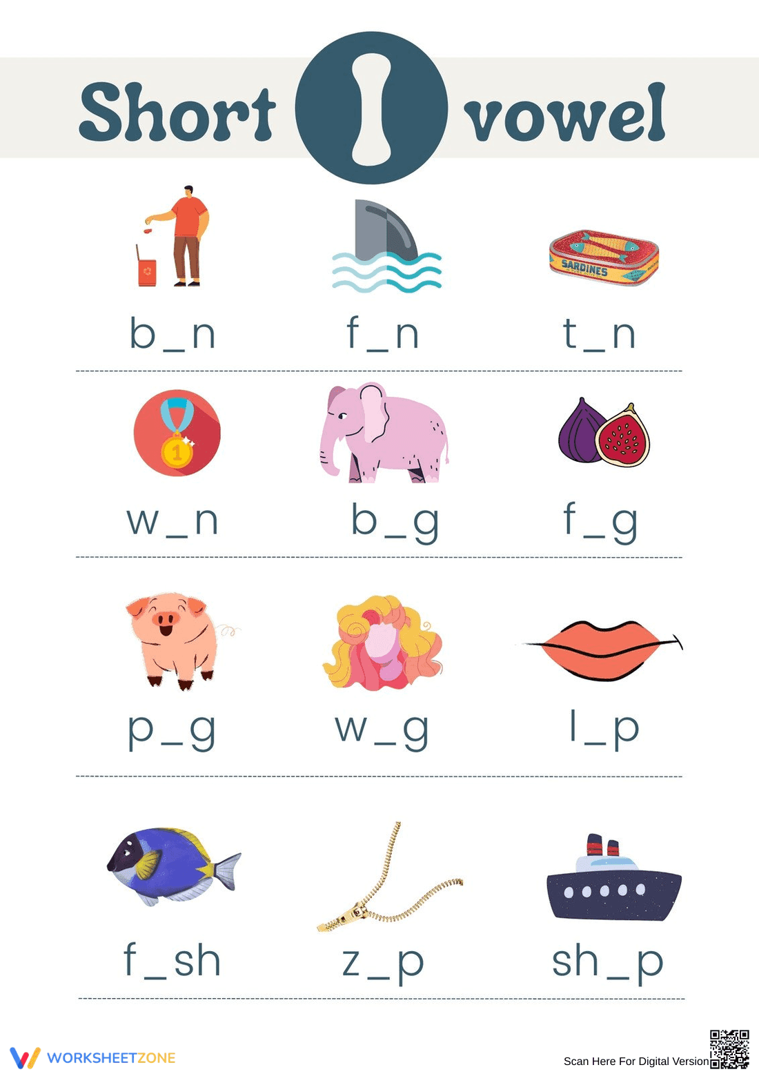 Grade 1 Short I Vowels — Printable No-Prep Worksheet - Page 1