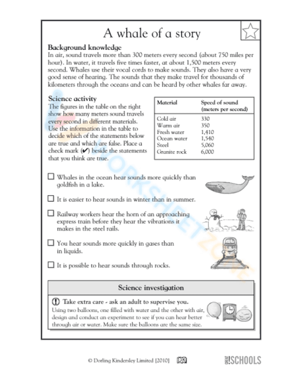 Science Concepts Worksheet for 3rd Grade - Page 1