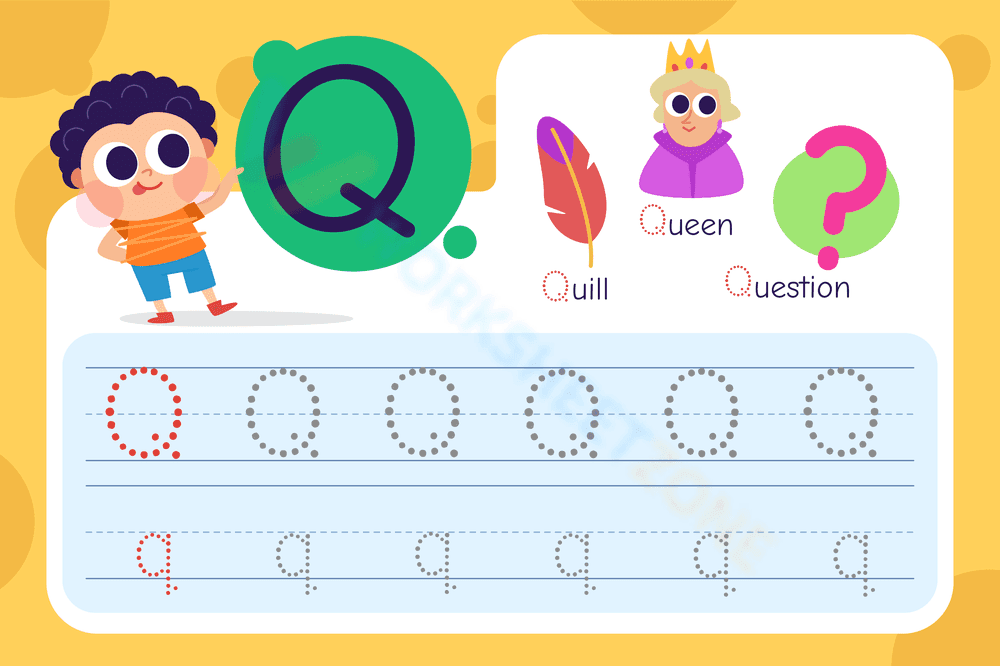Printable Letter Q Tracing Worksheet | Grade K ELA - Page 1
