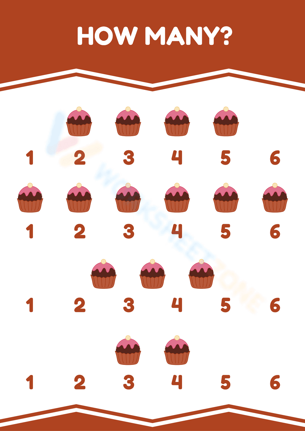 Counting Cupcakes Worksheet | Grade K Printable Math - Page 1