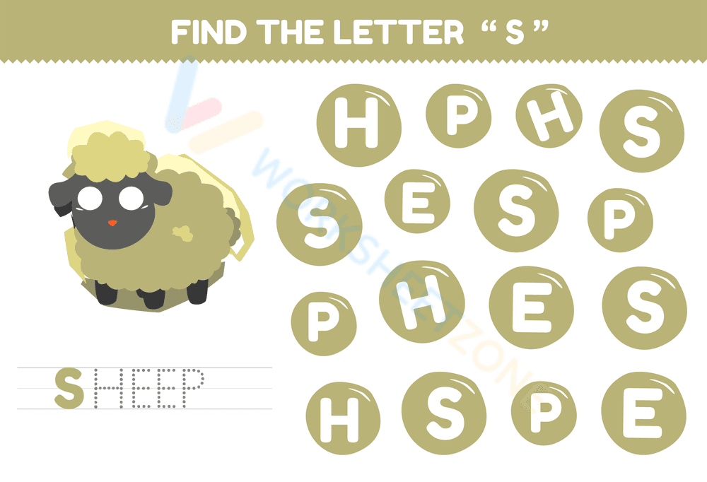 letter tracing template - sheep - Page 1