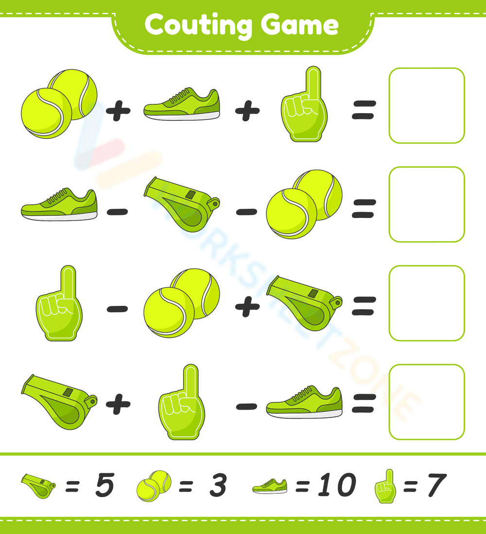 Counting Tennis Objects Worksheet | Grade 1 Essential - Page 1