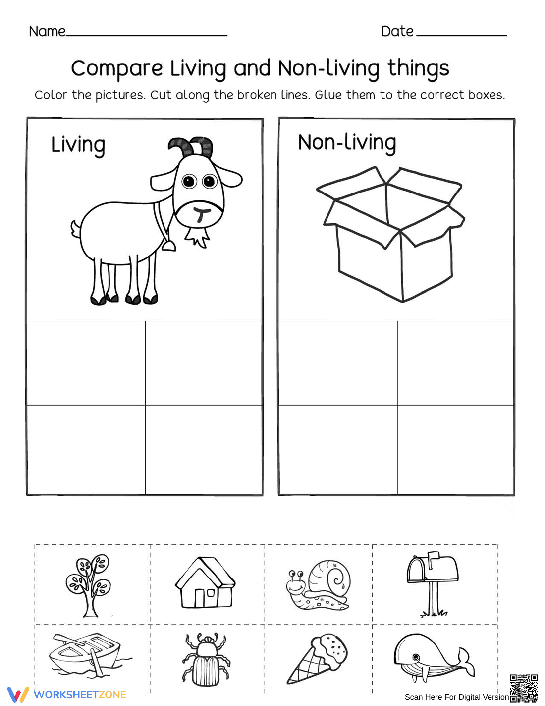 Living and Non-Living Things Printable Worksheet | Grade 2 - Page 1